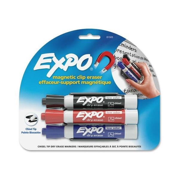 Dymo EXPO 81503, MAGNETIC CLIP ERASER, BROAD CHISEL TIP, ASSORTED